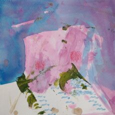 Portaat vaaleanpunaiselle talolle